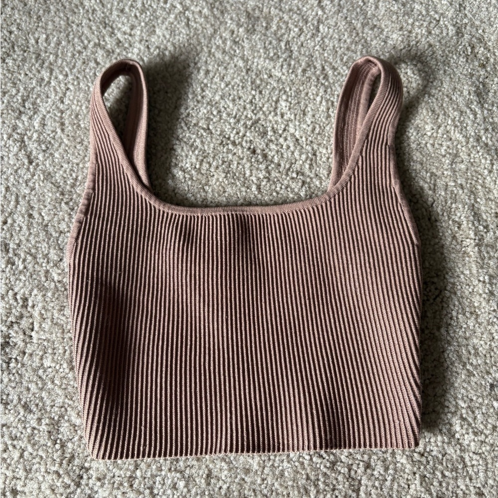 Aritzia Babaton sculpt knit tank crop stone taupe going out top size xxs